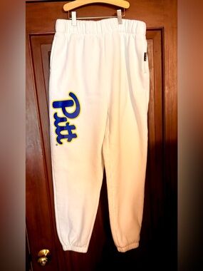 Pitt White Sweatpants with Blue & Yellow Logo size M